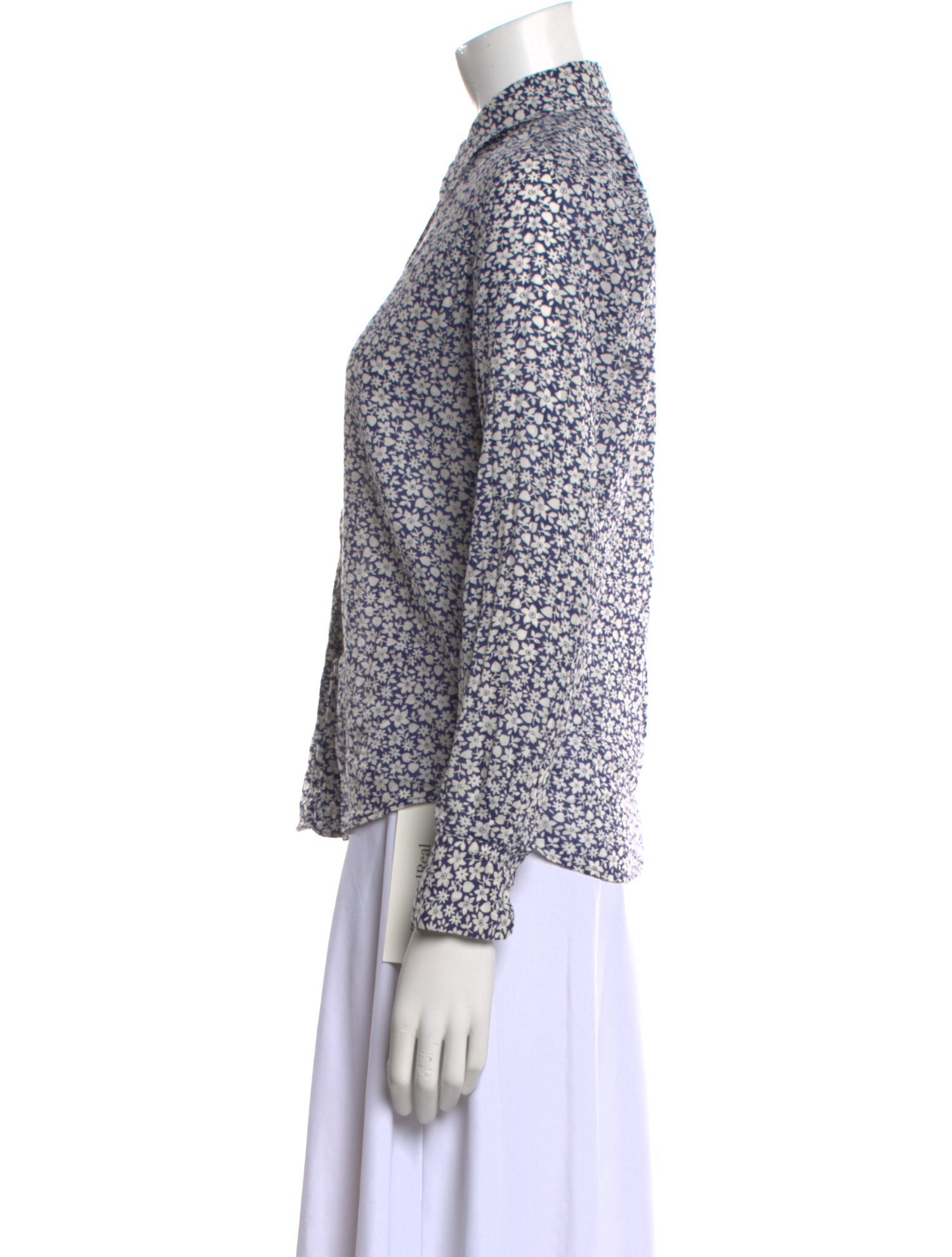 Nili Lotan Floral Print Long Sleeve Button-Up Top