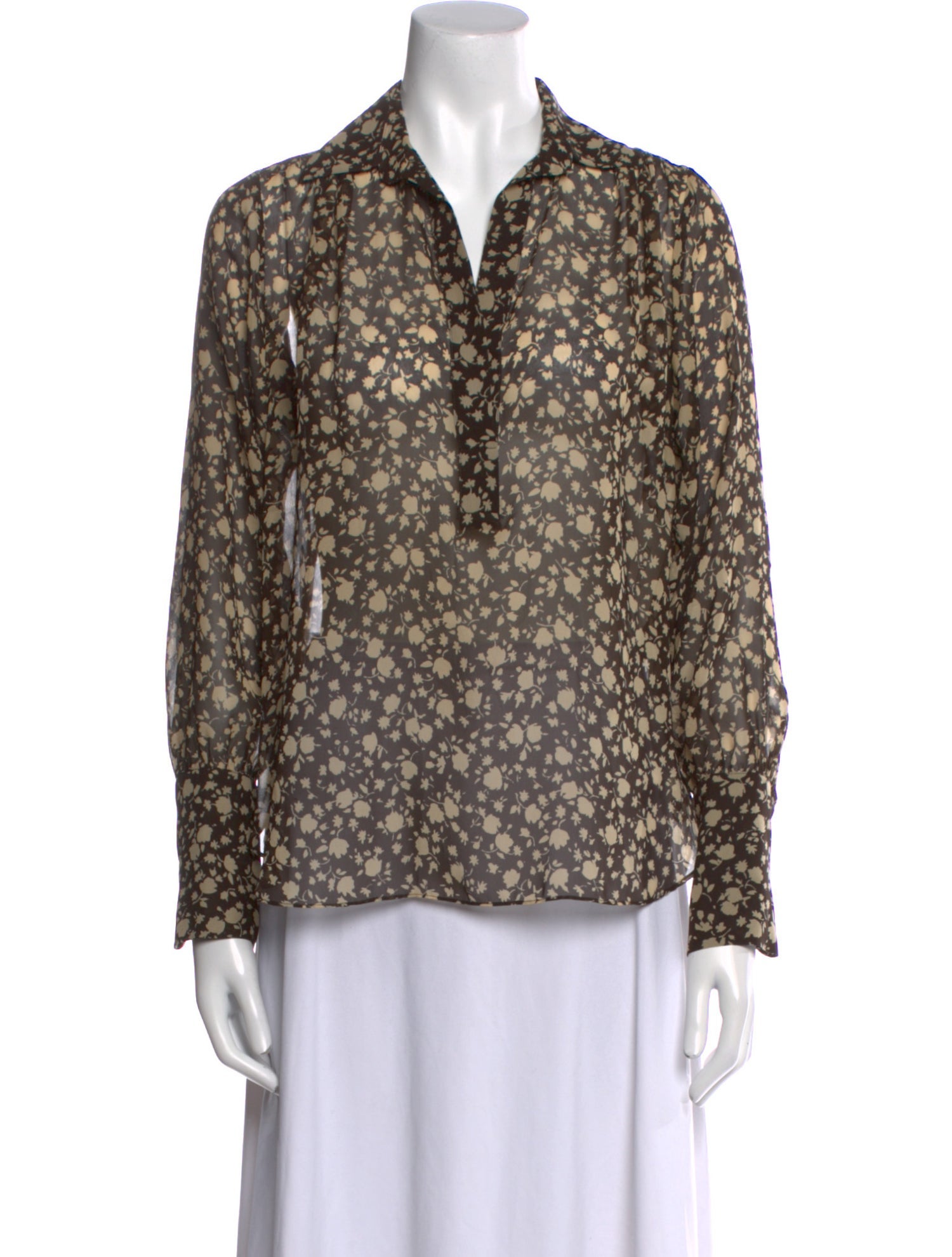 Nili Lotan Silk Floral Print Blouse
