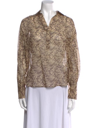 Nili Lotan Silk Printed Button-Up Top