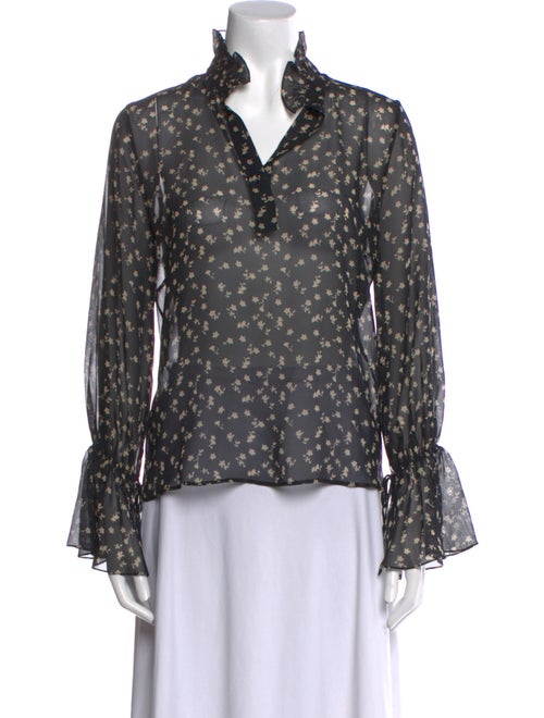 Nili Lotan Silk Floral Print Blouse