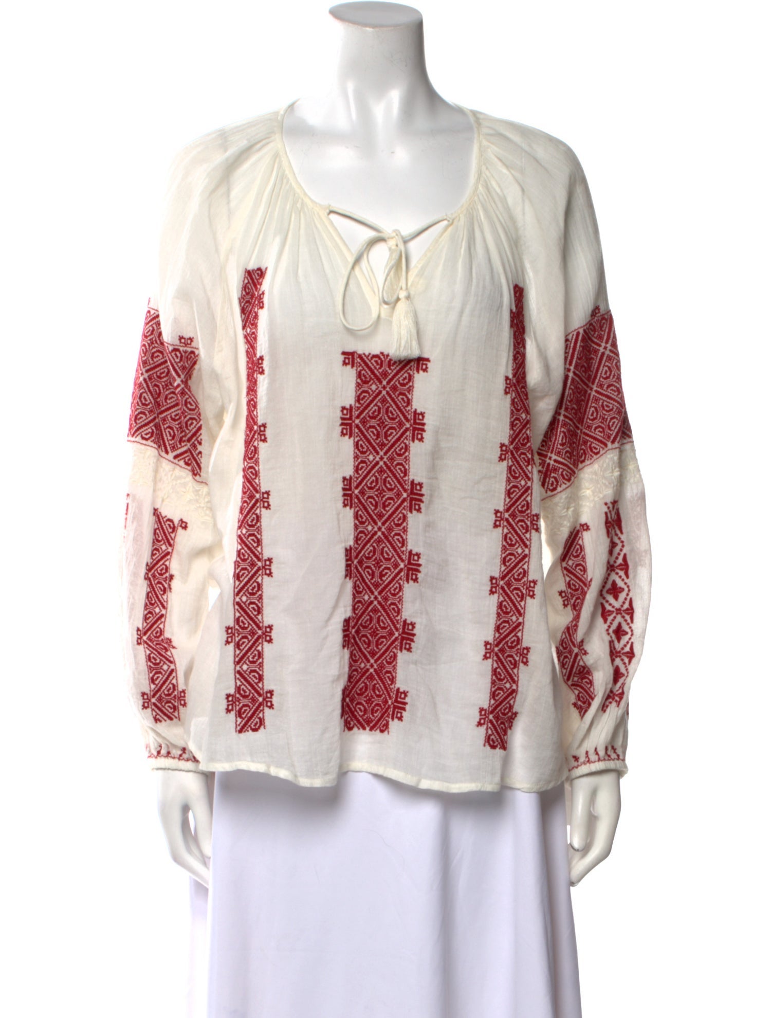 Nili Lotan Printed Tie Neck Blouse