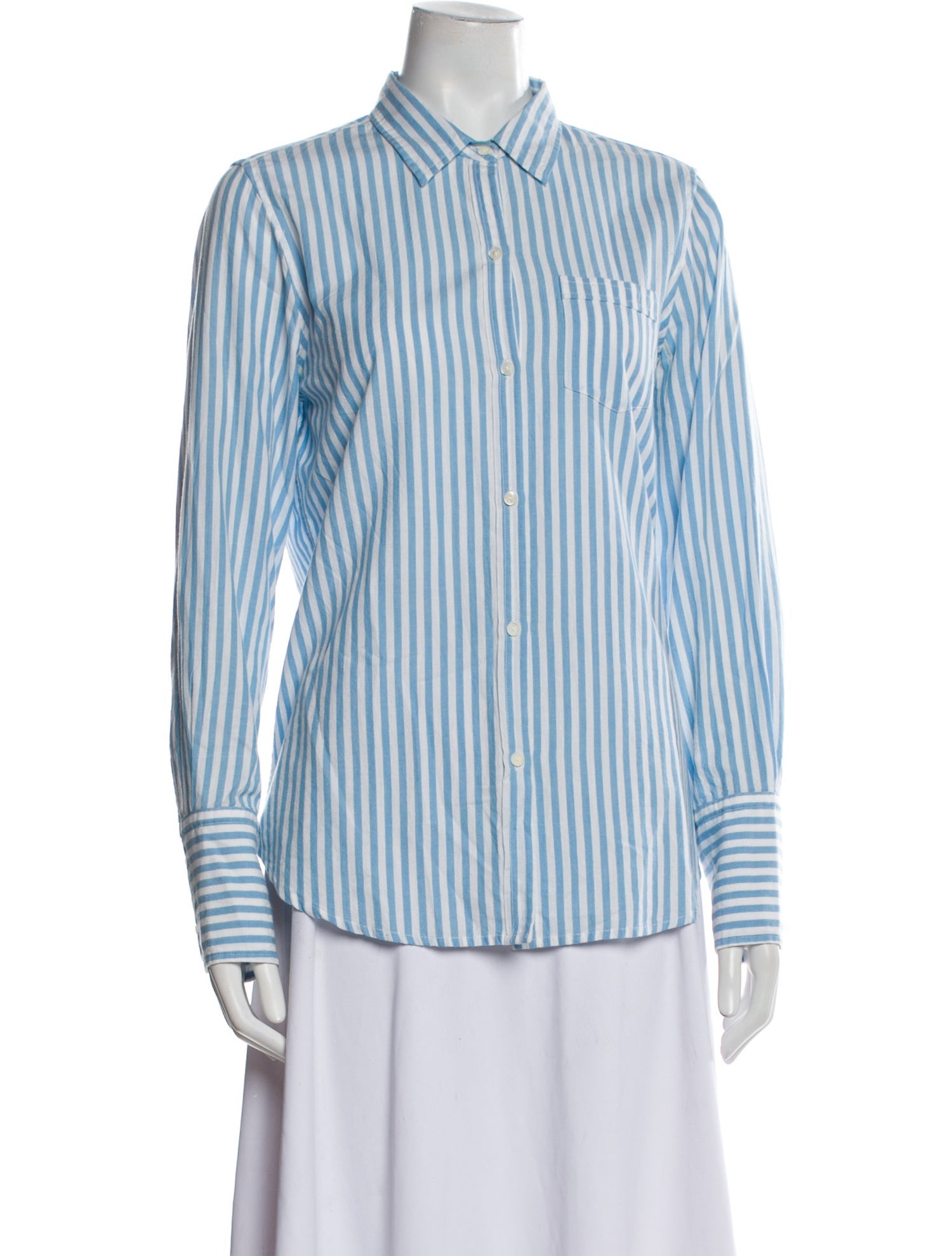 Nili Lotan Striped Long Sleeve Button-Up Top