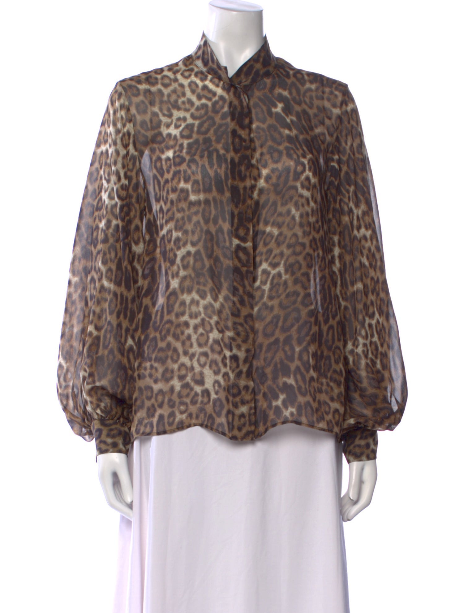Nili Lotan Silk Animal Print Button-Up Top