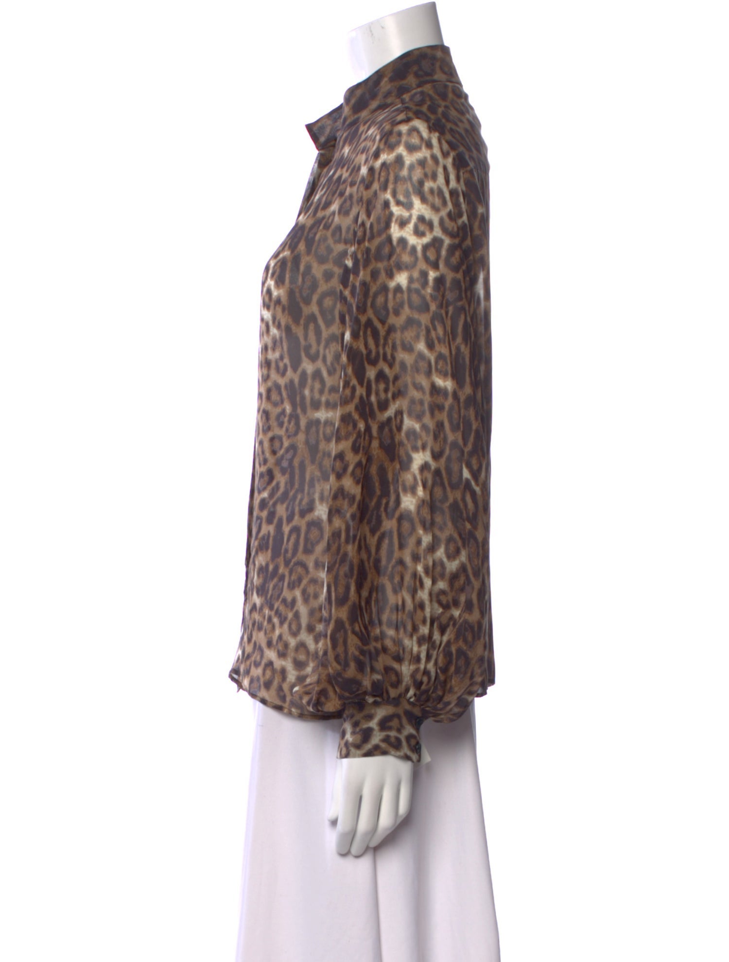 Nili Lotan Silk Animal Print Button-Up Top