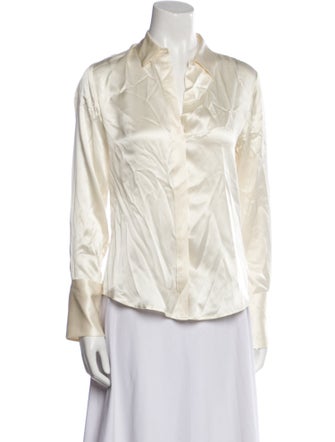 Nili Lotan Silk Long Sleeve Button-Up Top