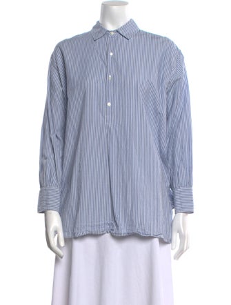 Nili Lotan Striped Long Sleeve Button-Up Top