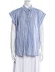 Nili Lotan Striped Short Sleeve Button-Up Top