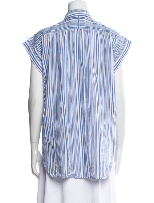 Nili Lotan Striped Short Sleeve Button-Up Top