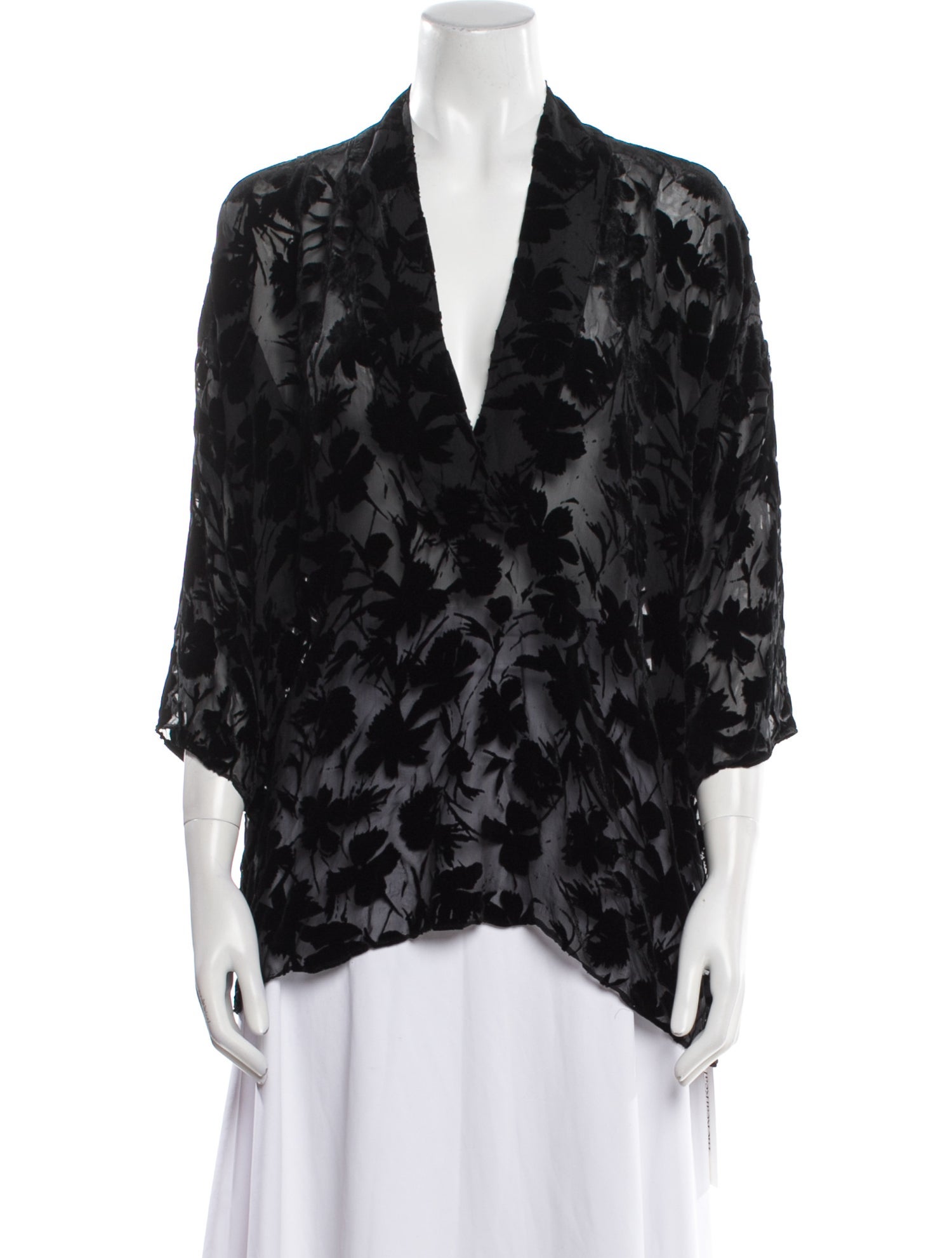 Nili Lotan Lace Pattern V-Neck Blouse
