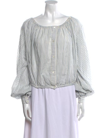 Nili Lotan Striped Scoop Neck Blouse