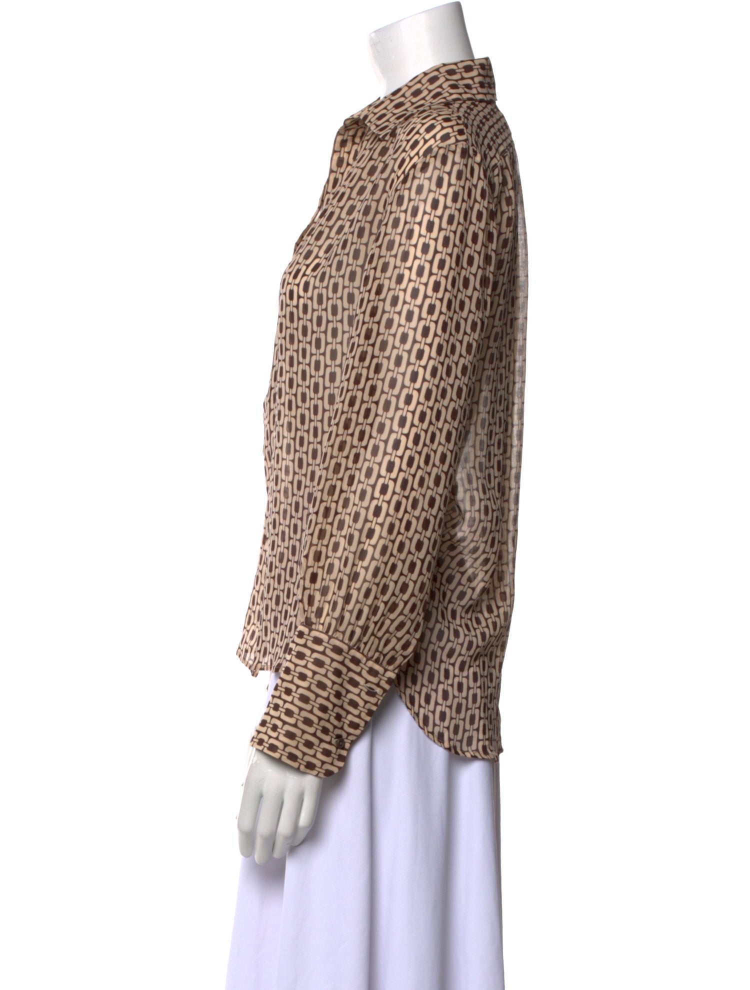 Nili Lotan Silk Printed Button-Up Top