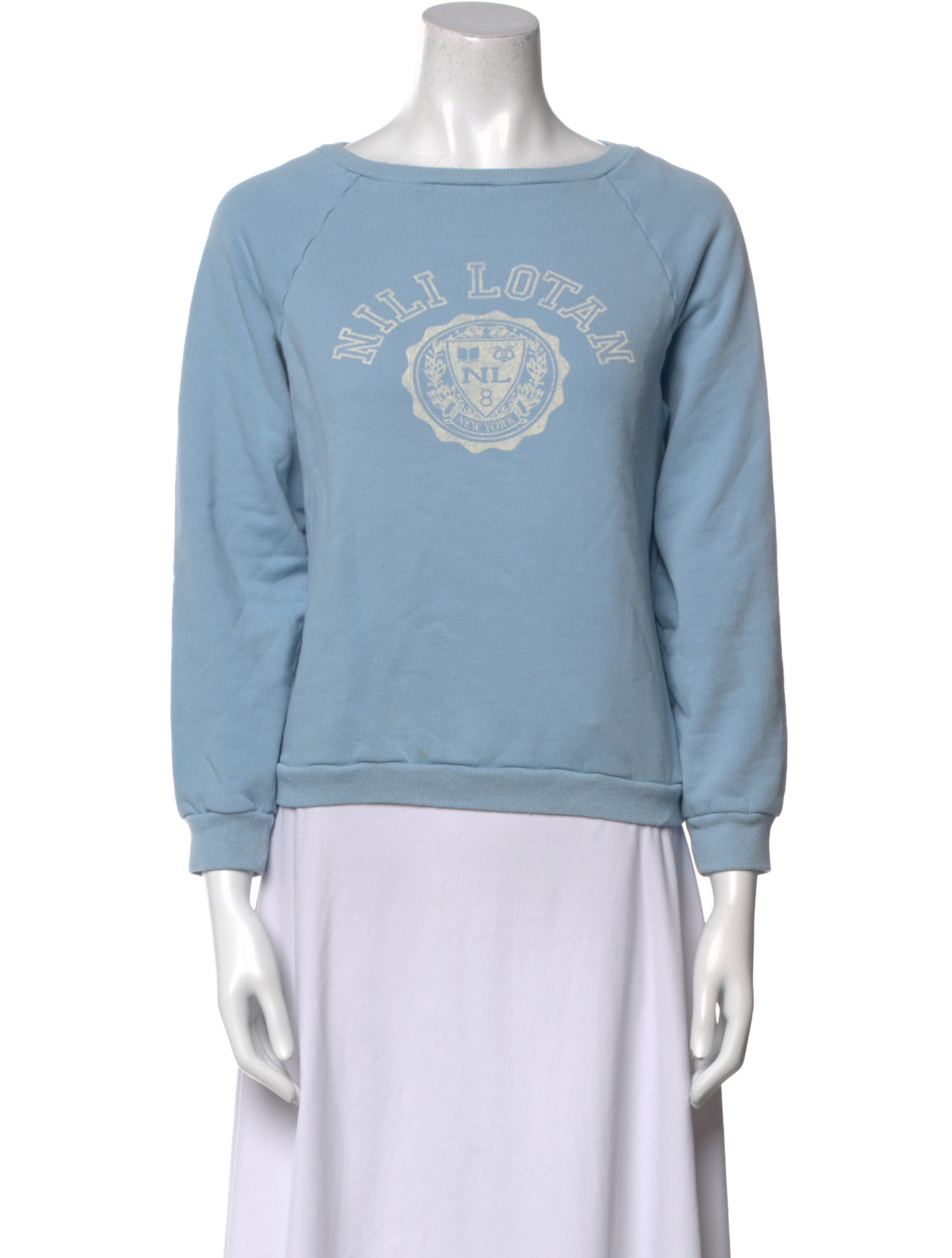 Nili Lotan Graphic Print Bateau Neckline Sweatshirt