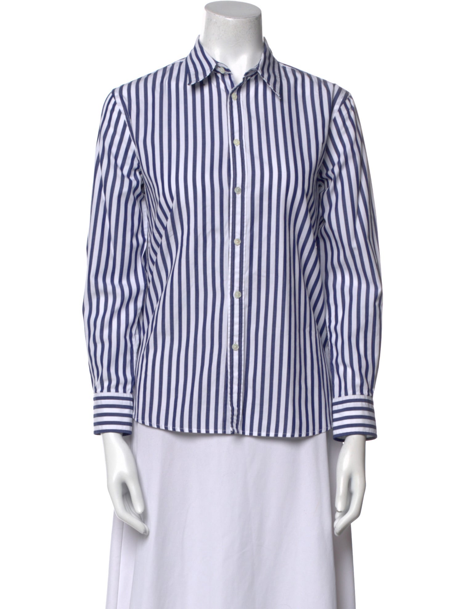 Nili Lotan Striped Long Sleeve Button-Up Top