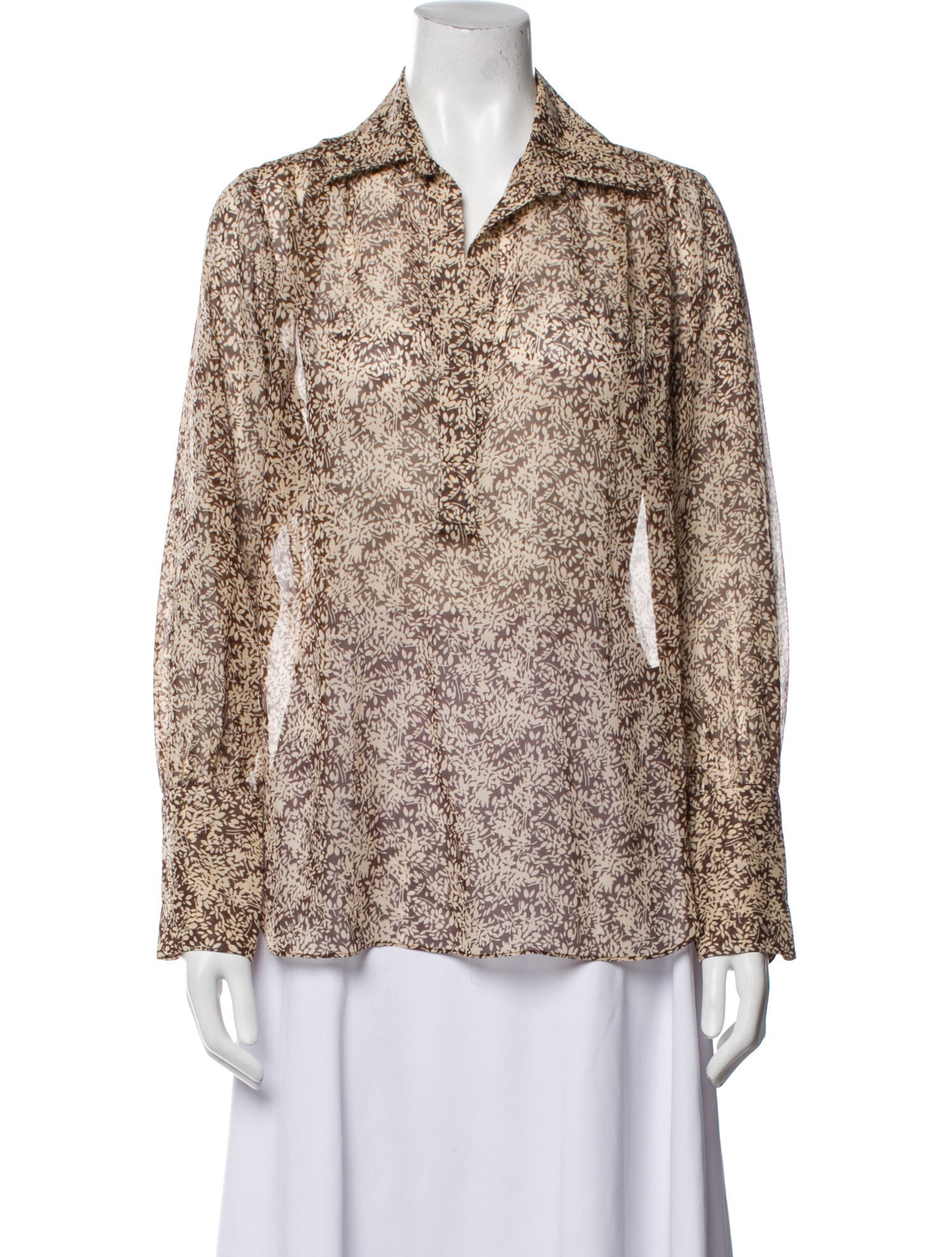 Nili Lotan Silk Printed Button-Up Top