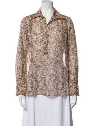 Nili Lotan Silk Printed Button-Up Top