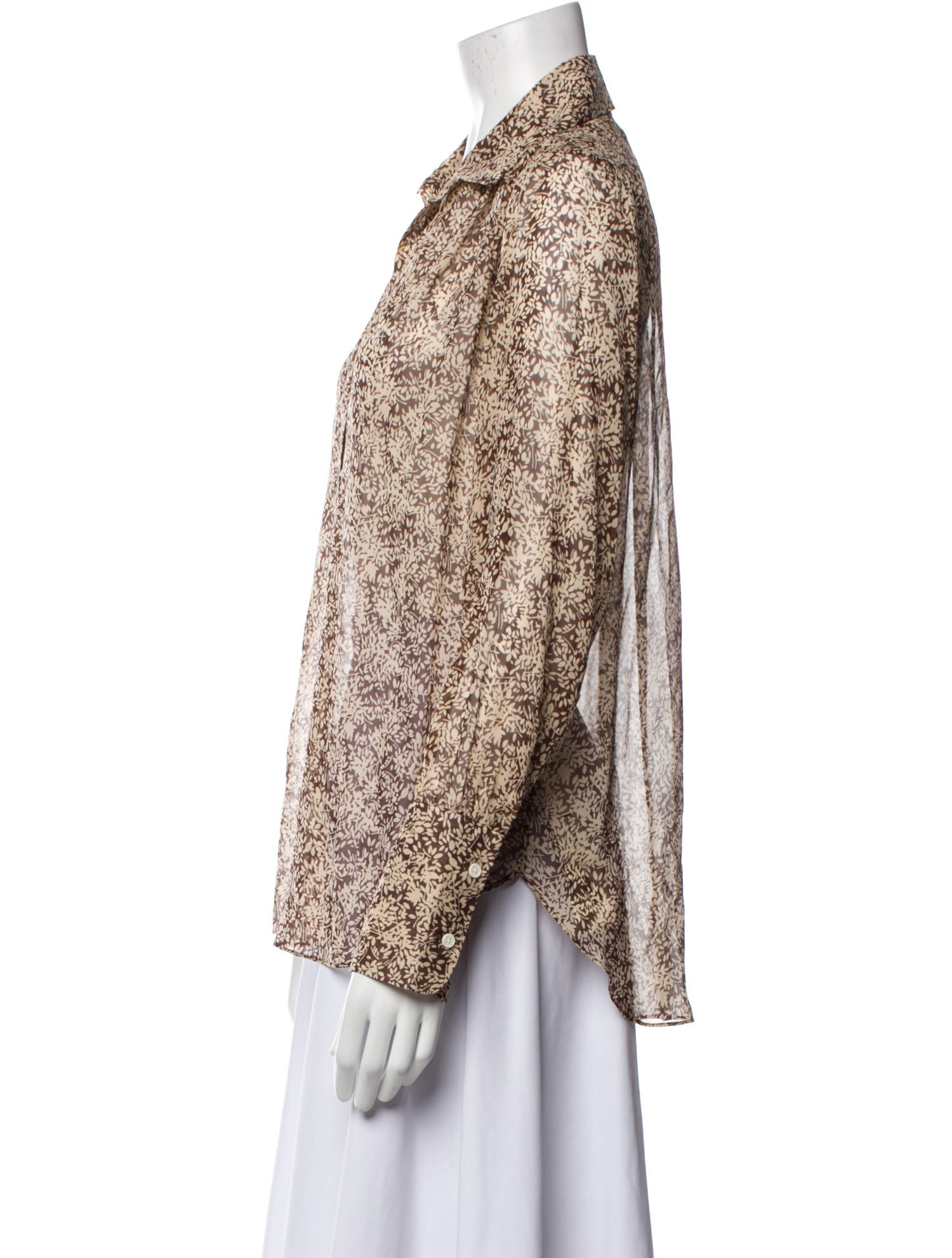 Nili Lotan Silk Printed Button-Up Top