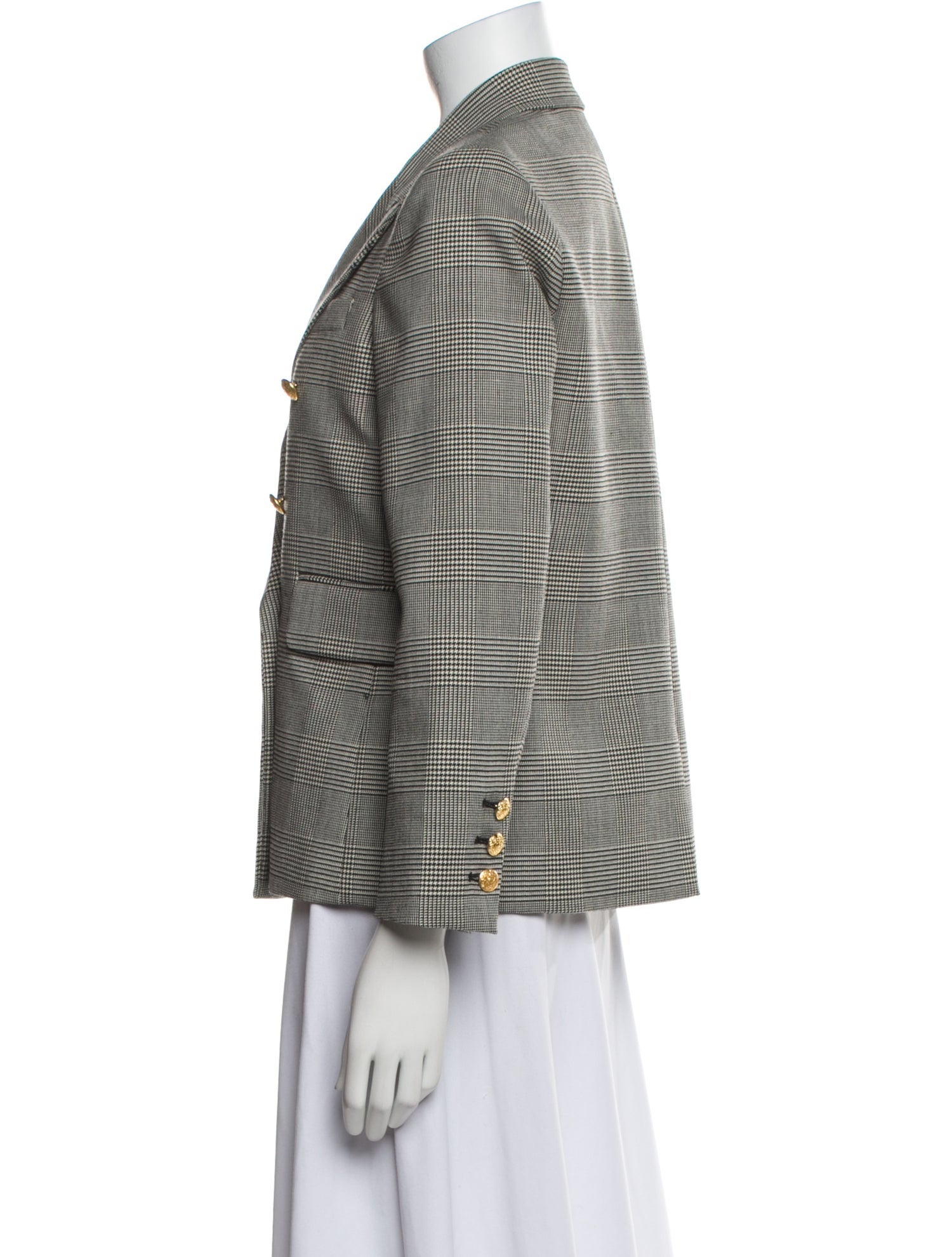 Nili Lotan Virgin Wool Plaid Print Blazer