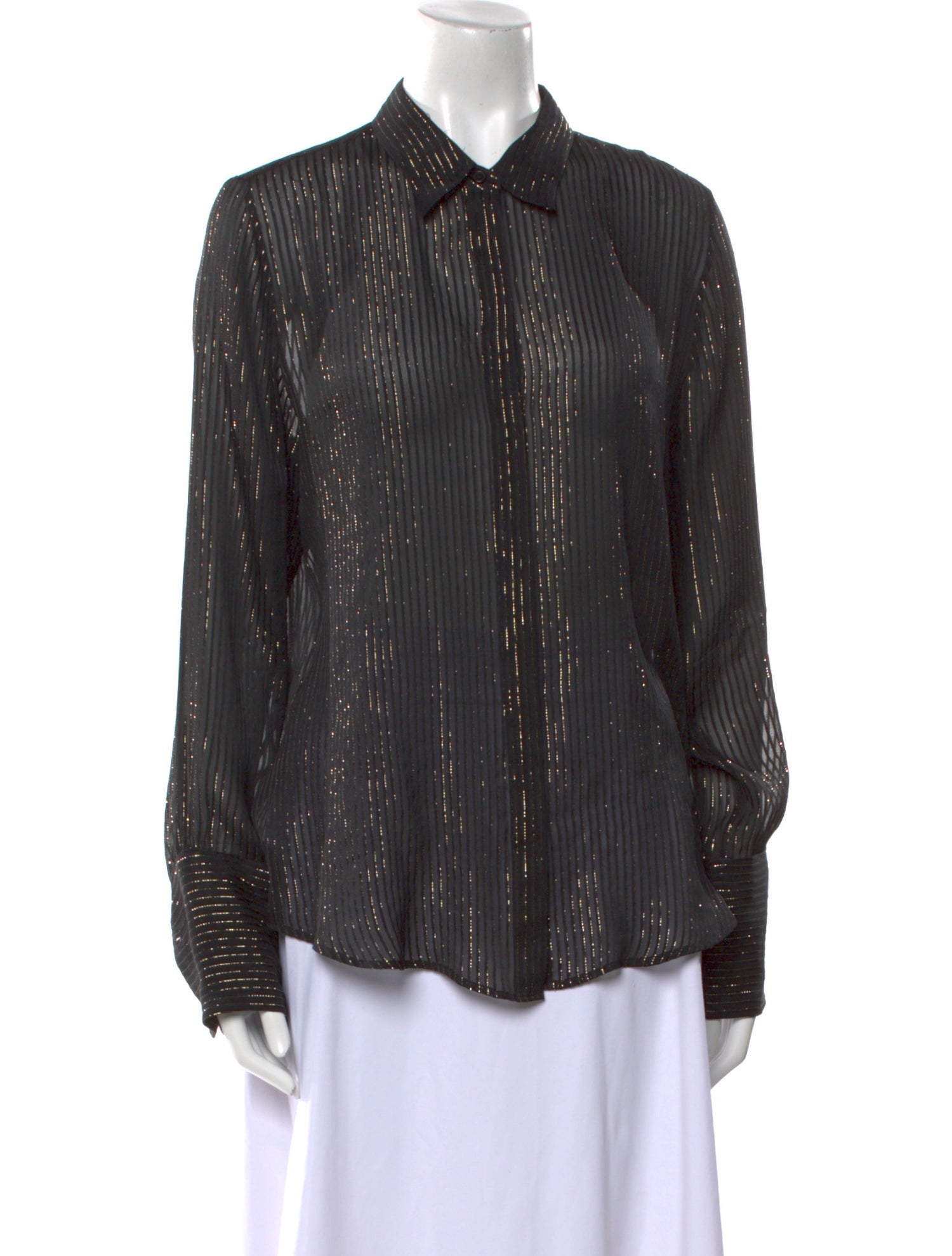 Nili Lotan Silk Long Sleeve Button-Up Top