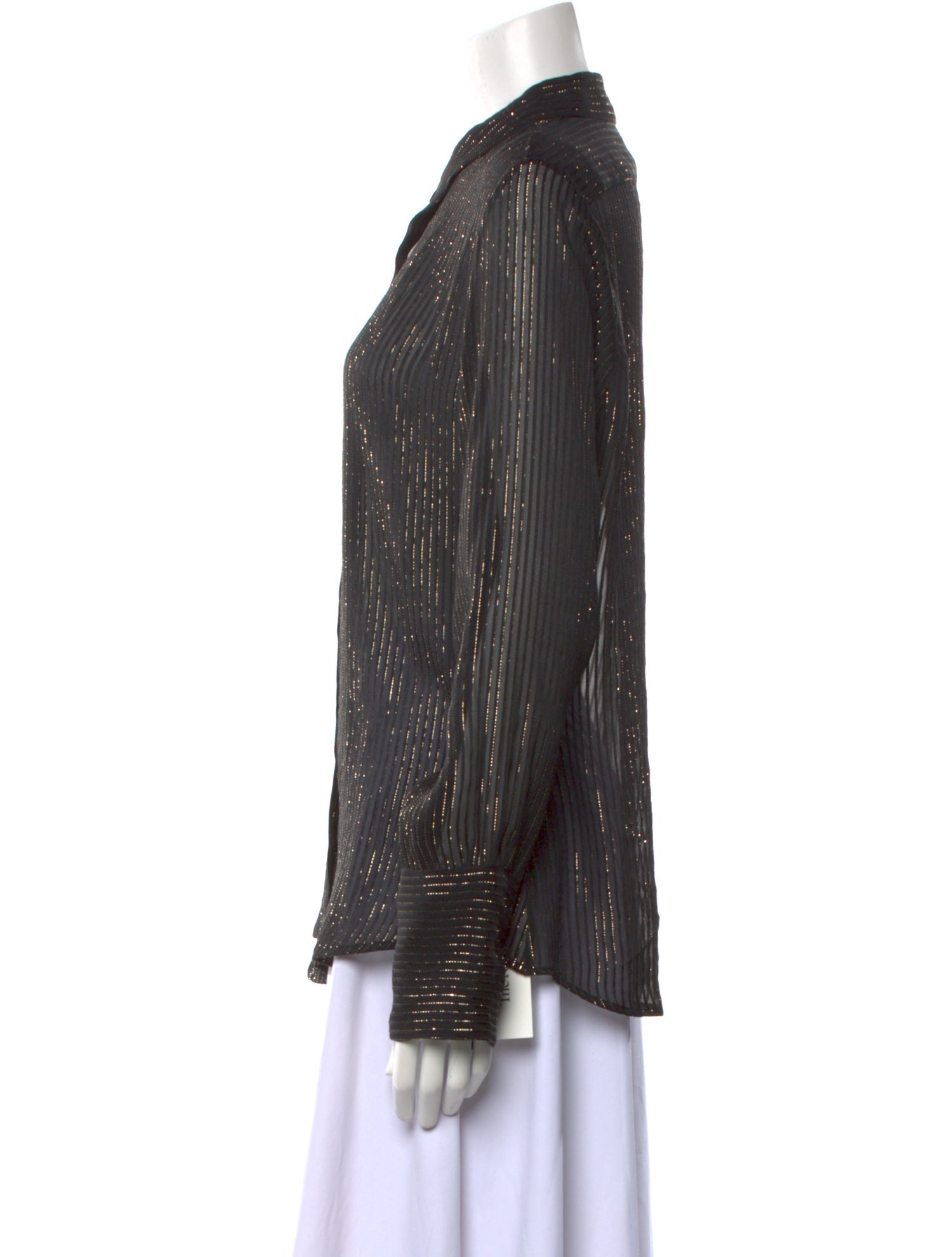 Nili Lotan Silk Long Sleeve Button-Up Top