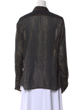 Nili Lotan Silk Long Sleeve Button-Up Top