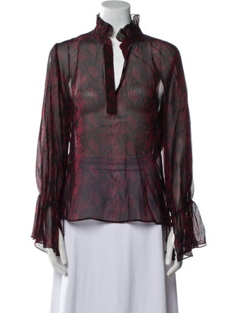 Nili Lotan Silk Printed Blouse