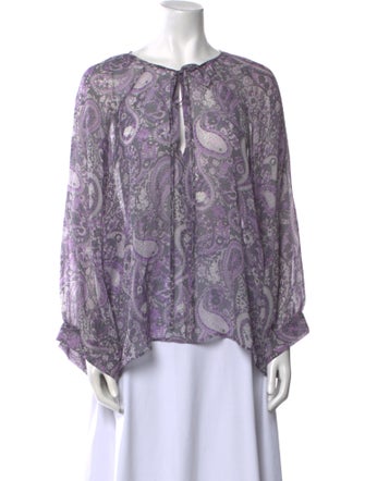 Nili Lotan Silk Paisley Print Blouse