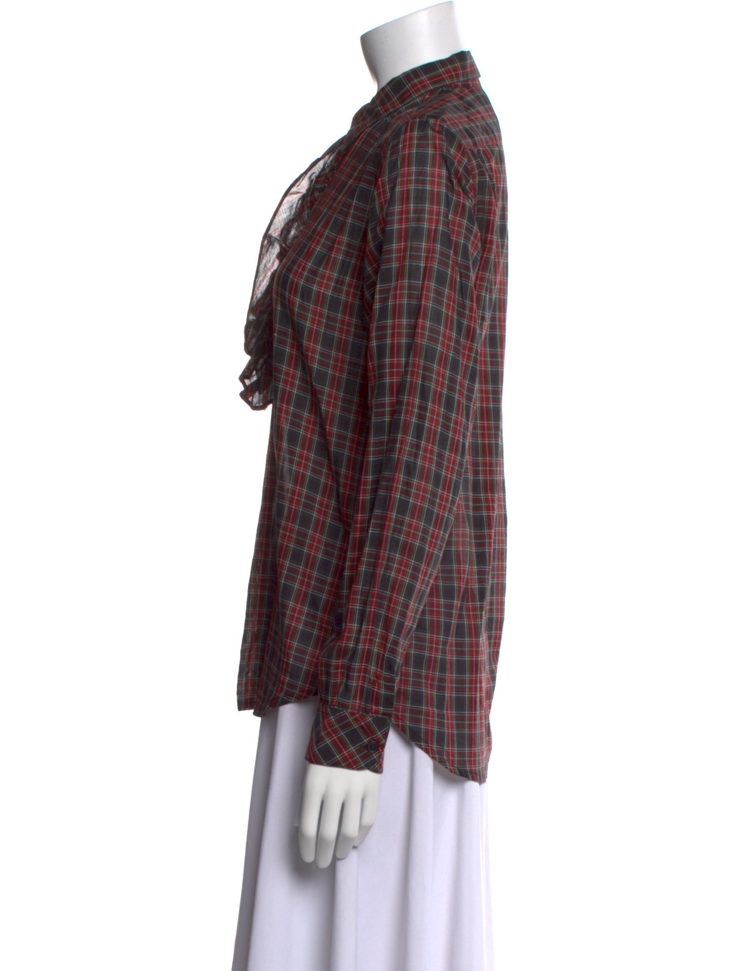 Nili Lotan Plaid Print Long Sleeve Button-Up Top