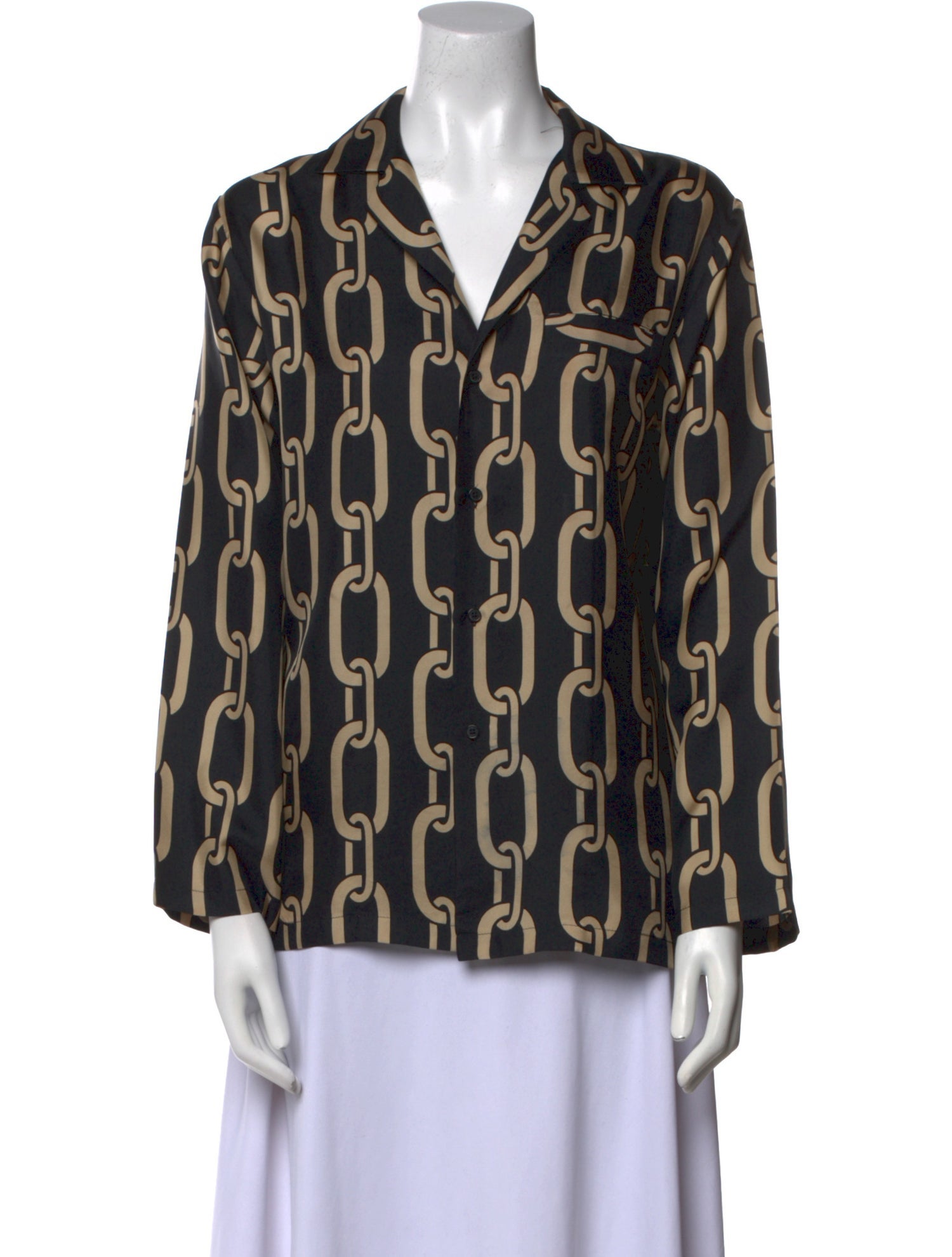 Nili Lotan Silk Printed Button-Up Top