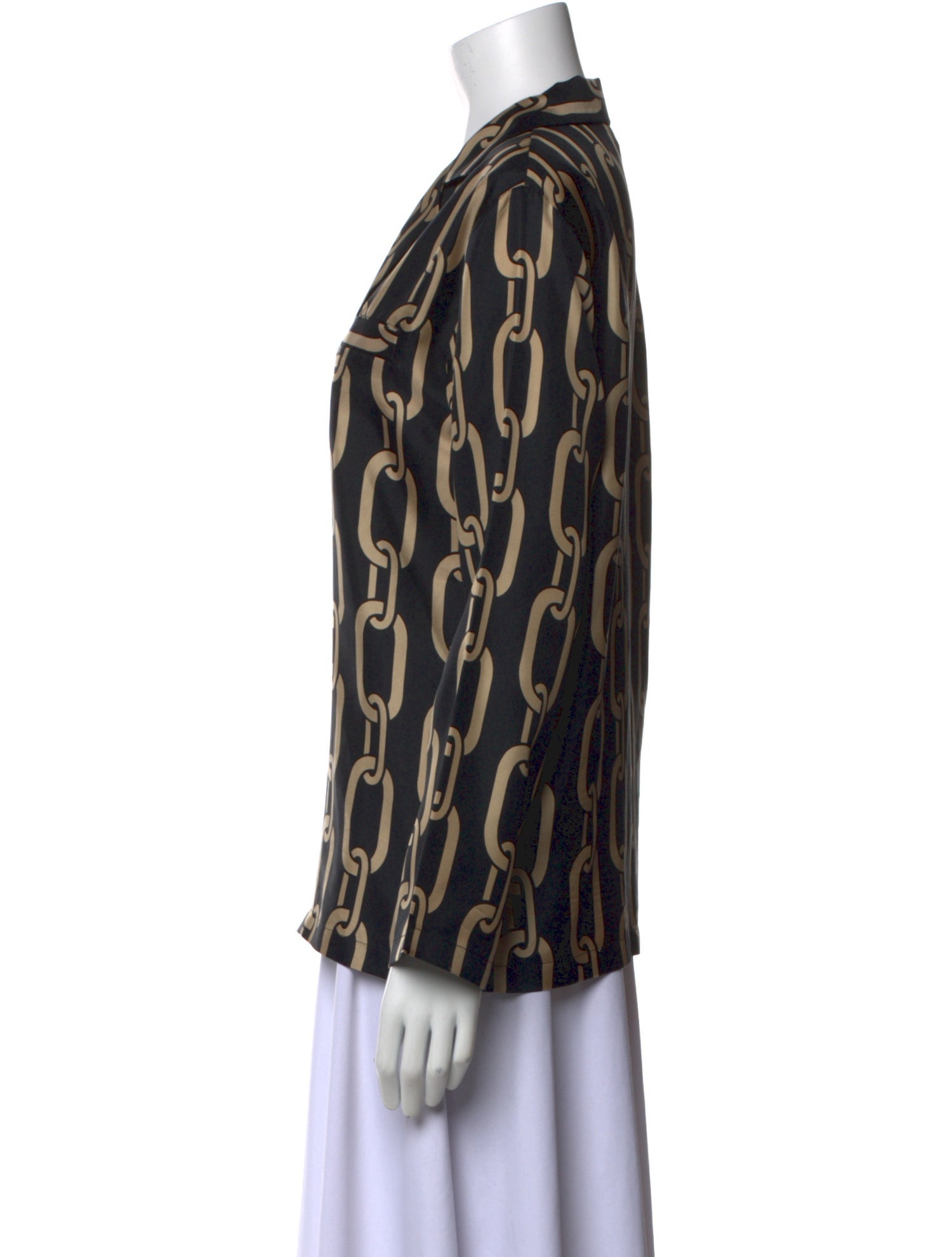 Nili Lotan Silk Printed Button-Up Top