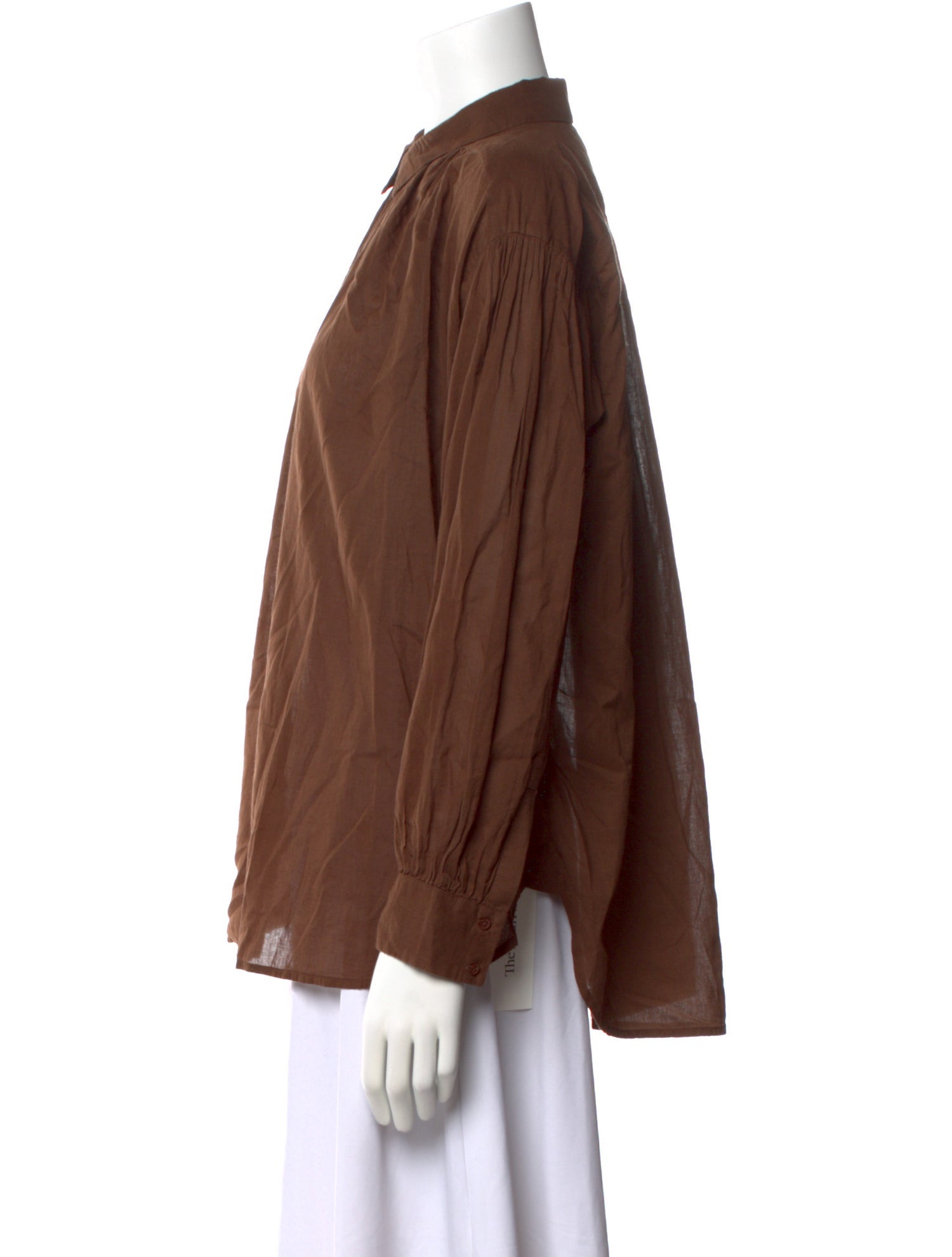 Nili Lotan Mock Neck Long Sleeve Button-Up Top