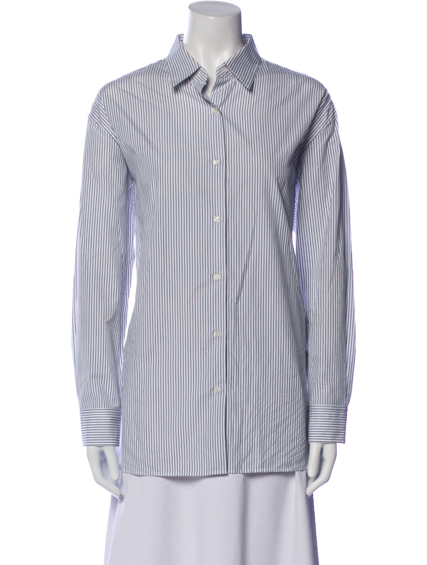 Nili Lotan Striped Long Sleeve Button-Up Top