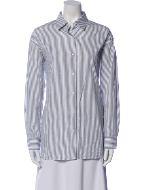 Nili Lotan Striped Long Sleeve Button-Up Top