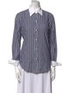 Nili Lotan Striped Three-Quarter Sleeve Button-Up Top