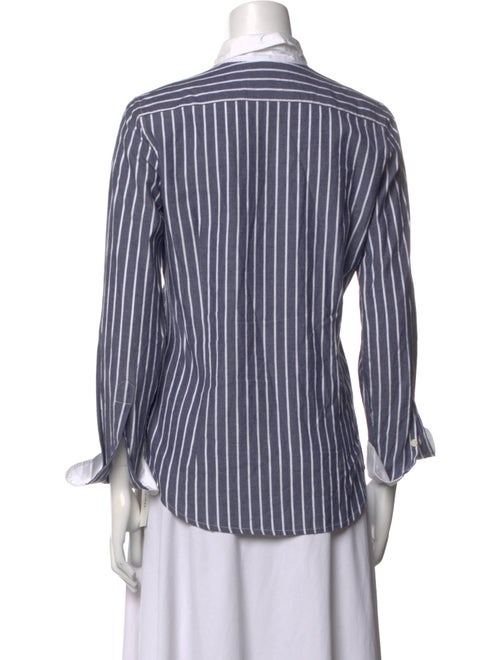 Nili Lotan Striped Three-Quarter Sleeve Button-Up Top