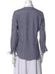 Nili Lotan Striped Three-Quarter Sleeve Button-Up Top