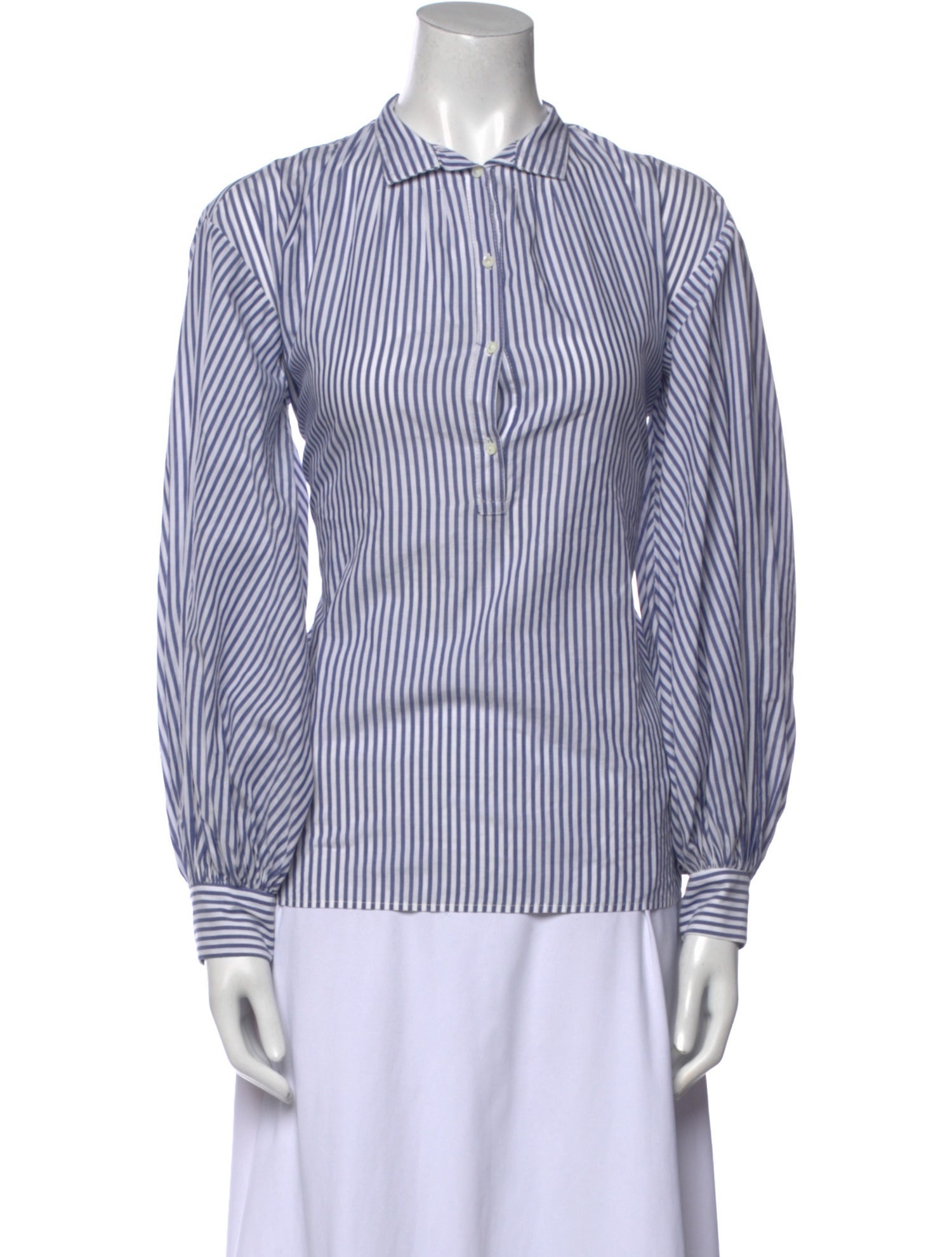 Nili Lotan Striped Long Sleeve Button-Up Top