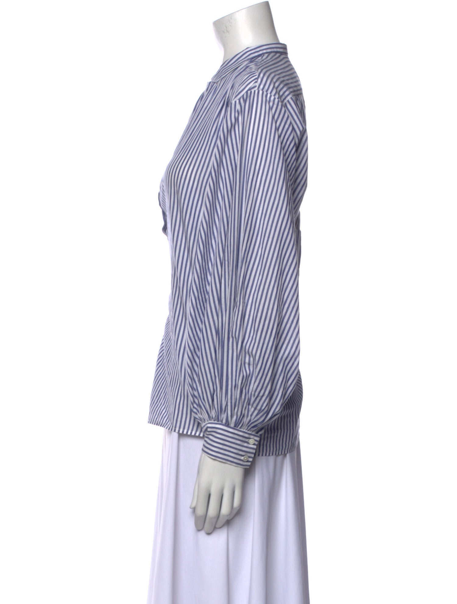 Nili Lotan Striped Long Sleeve Button-Up Top