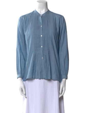 Nili Lotan Crew Neck Long Sleeve Button-Up Top
