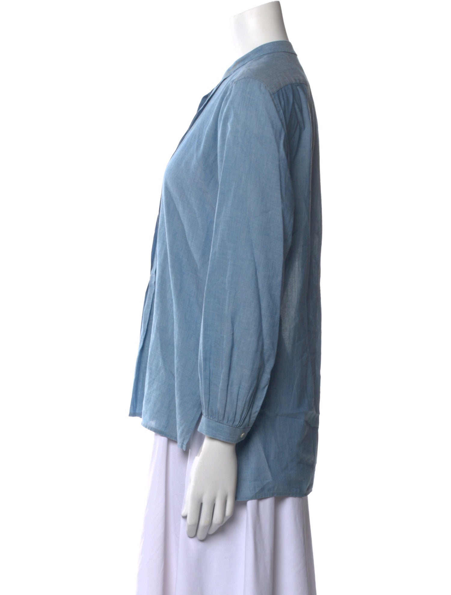 Nili Lotan Crew Neck Long Sleeve Button-Up Top