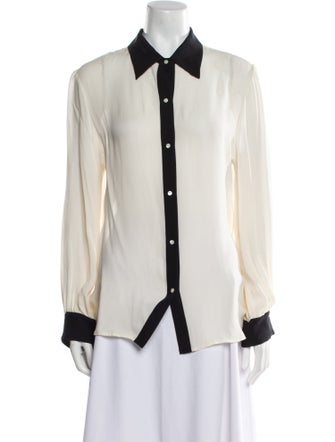 Nili Lotan Silk Long Sleeve Button-Up Top