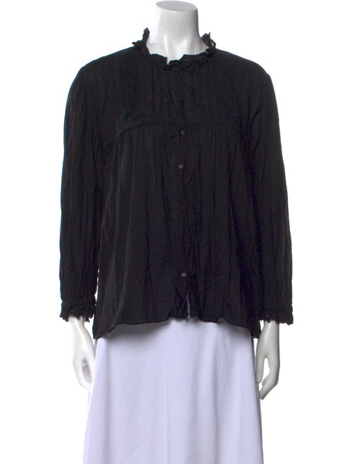 Nili Lotan Mock Neck Three-Quarter Sleeve Blouse