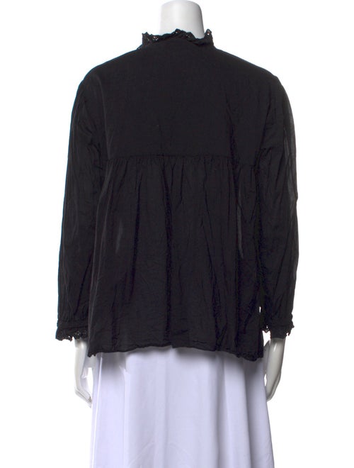 Nili Lotan Mock Neck Three-Quarter Sleeve Blouse