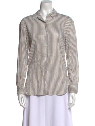 Nili Lotan Striped Long Sleeve Button-Up Top
