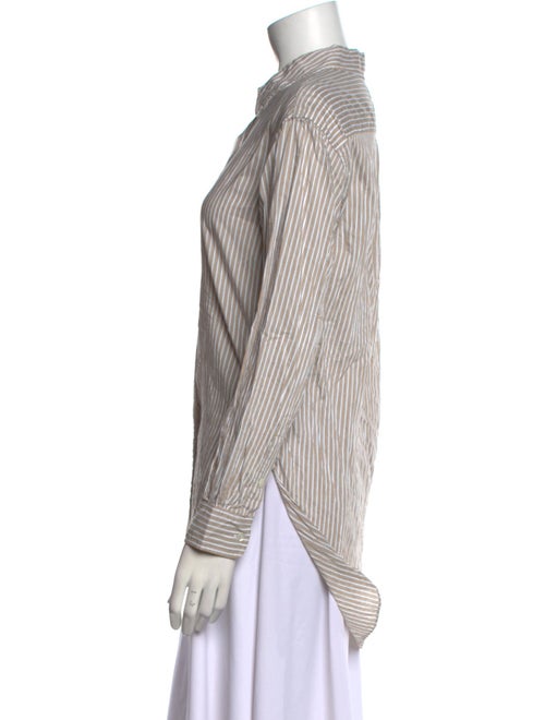 Nili Lotan Striped Long Sleeve Button-Up Top