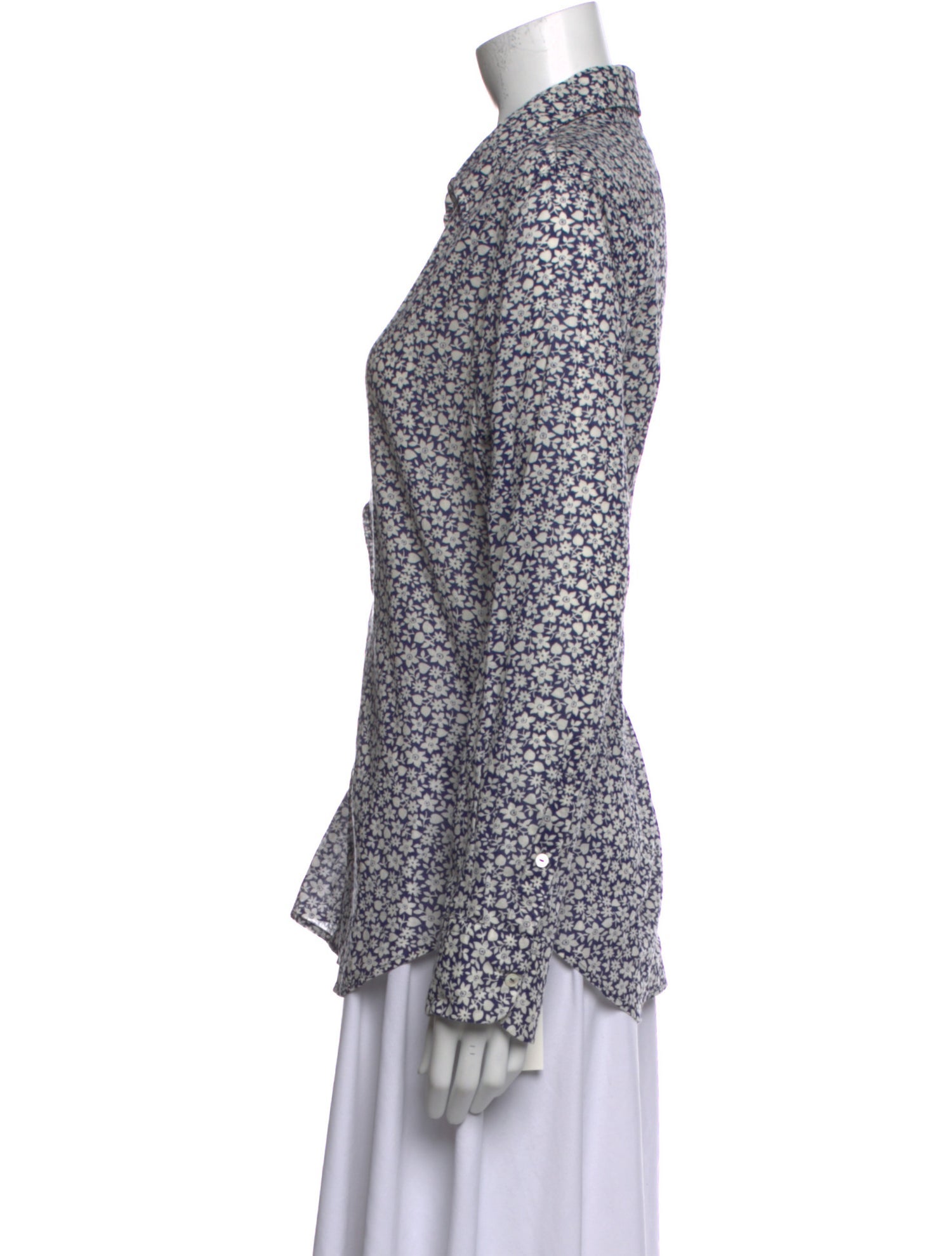 Nili Lotan Printed Long Sleeve Button-Up Top