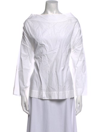 Nili Lotan Bateau Neckline Three-Quarter Sleeve Top