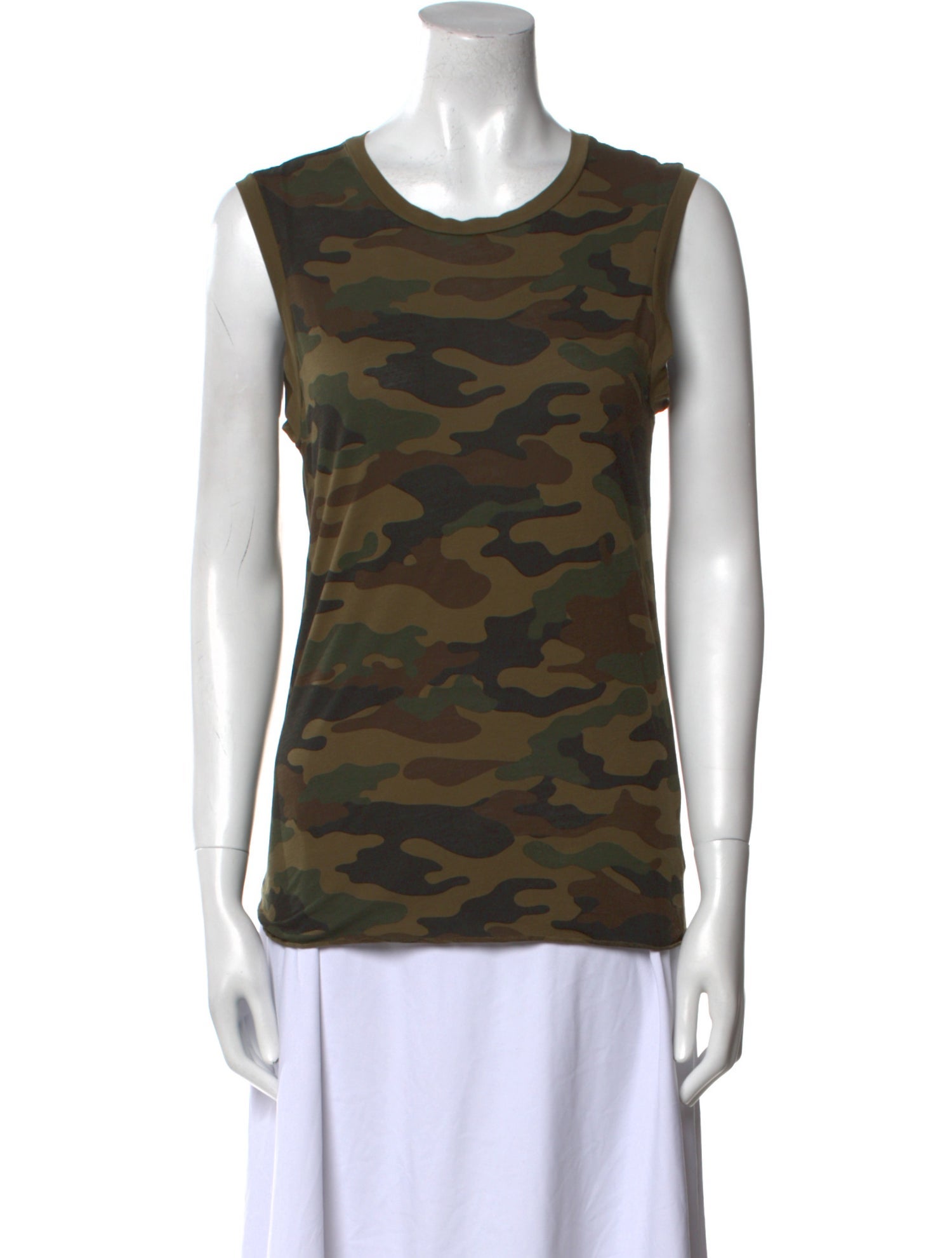 Nili Lotan Camouflage Print Scoop Neck Top