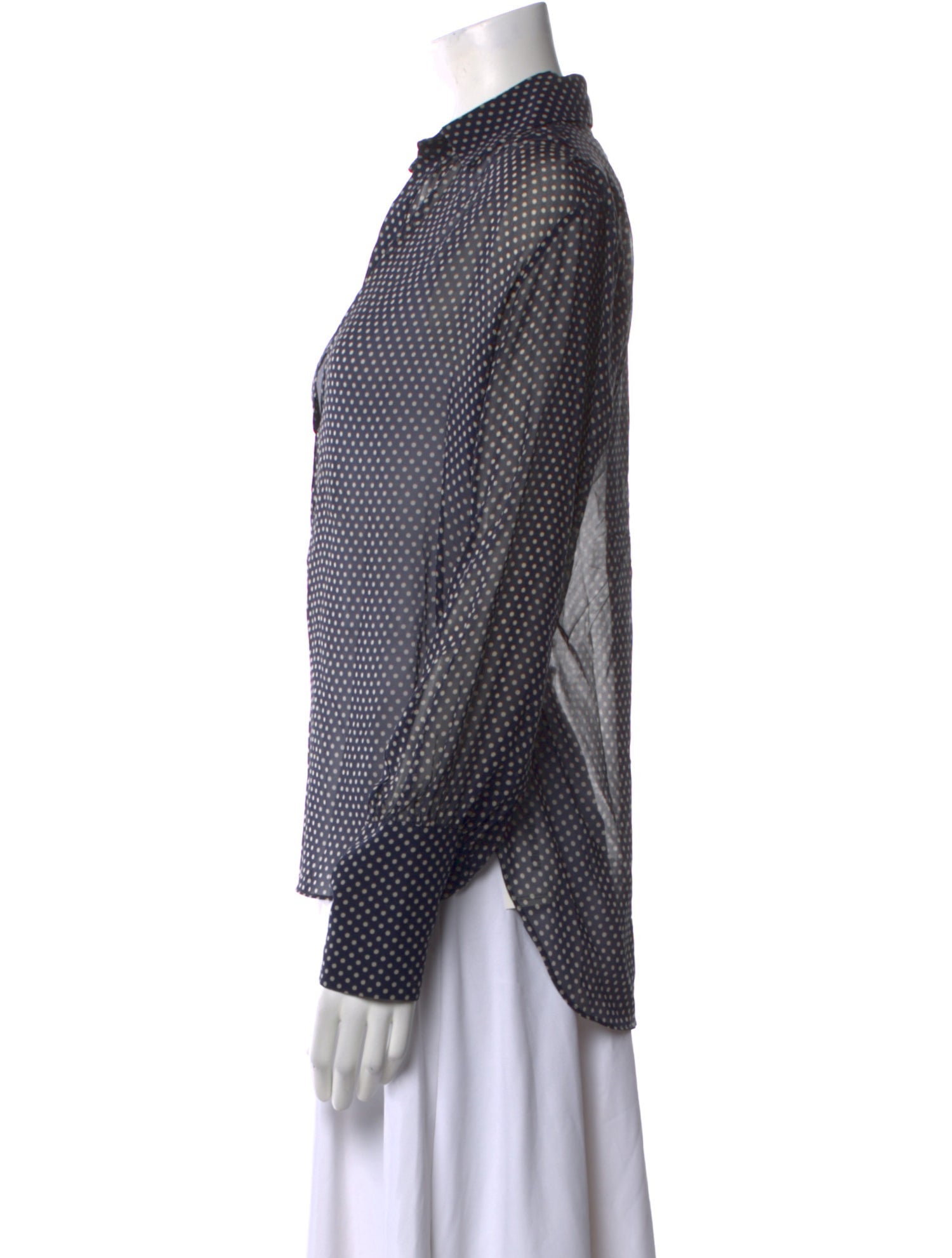 Nili Lotan Silk Polka Dot Print Blouse