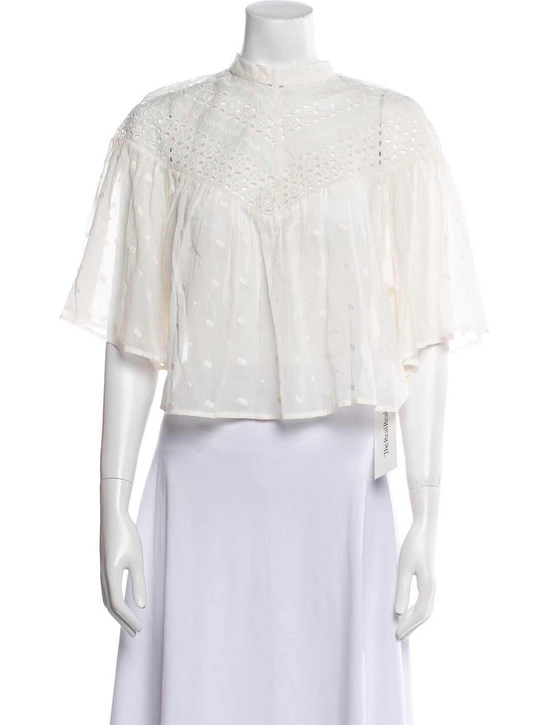 Nili Lotan Mock Neck Short Sleeve Crop Top