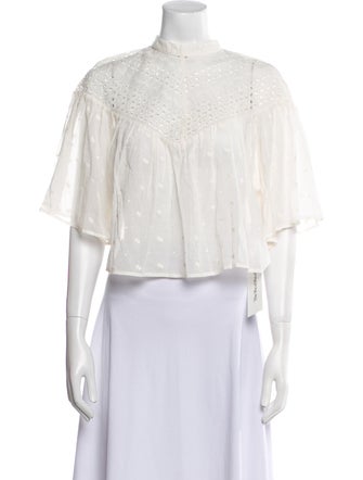 Nili Lotan Mock Neck Short Sleeve Crop Top